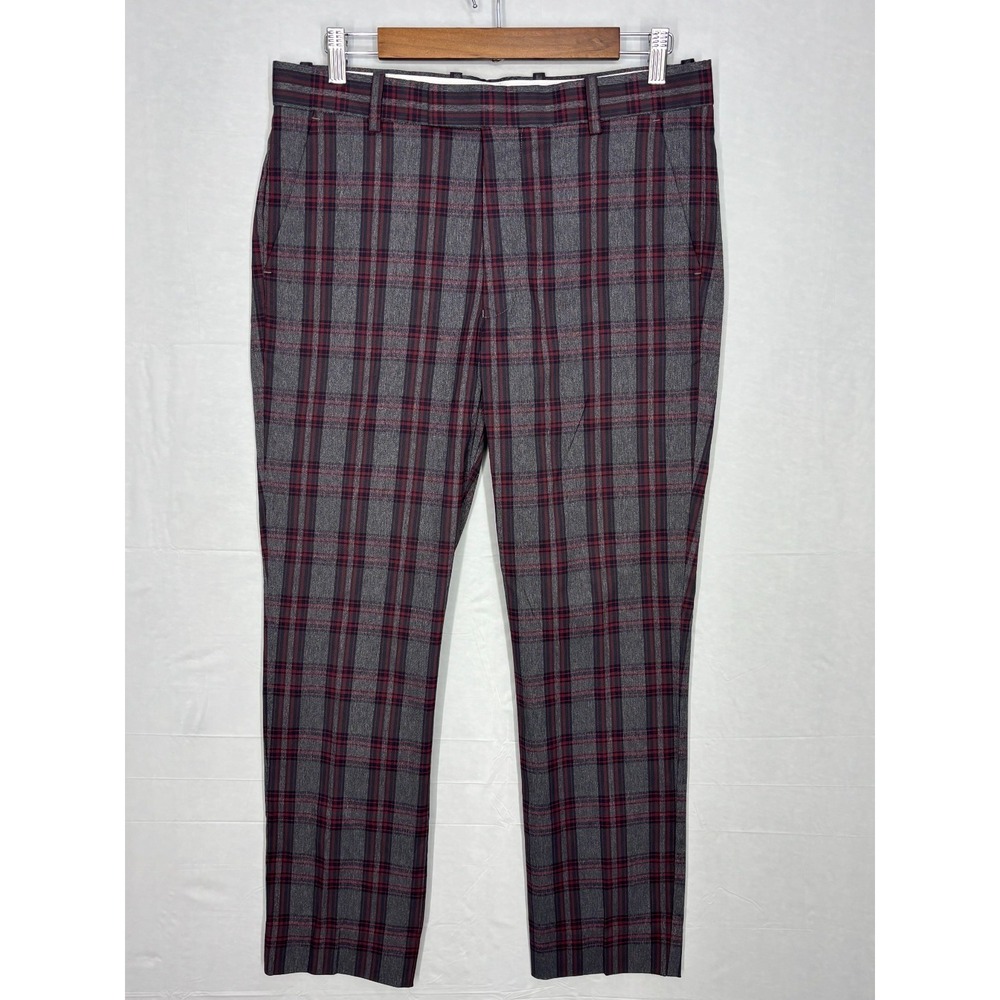G/Fore Golf Pants Mens Red Gray Plaid Stretch‎ Straight Leg Performance 32/32
